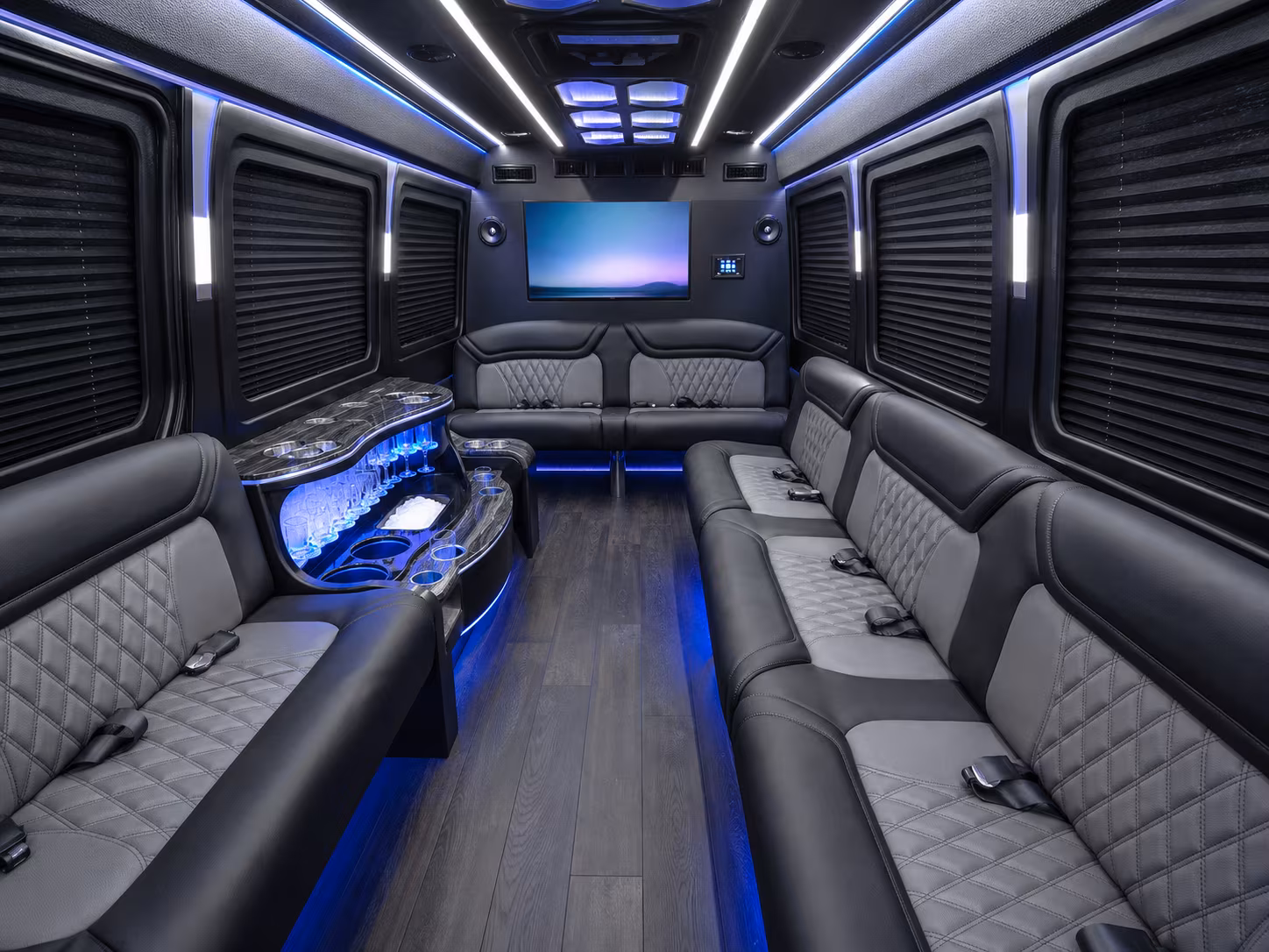 roswell 30 passenger party bus interior