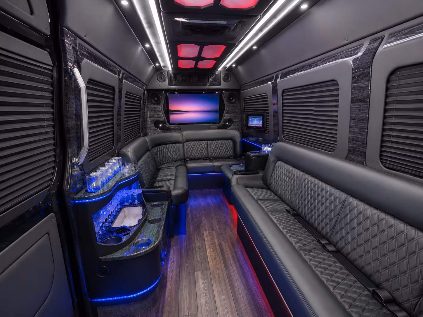 roswell 40 passenger party bus interior